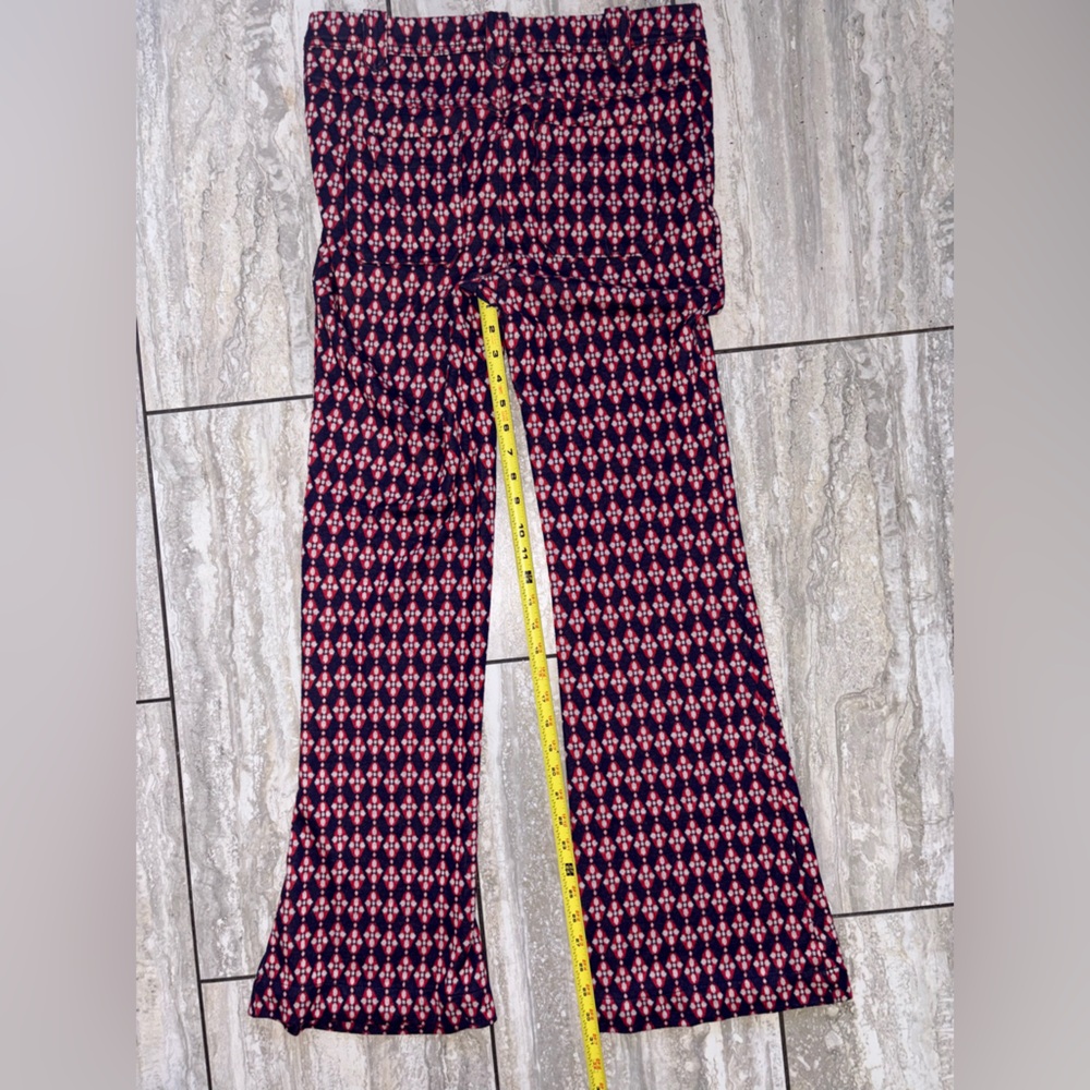 Free People 8 Stretchy Red and Blue Patterned Fabric Jeans Pants EUC Boho Retro